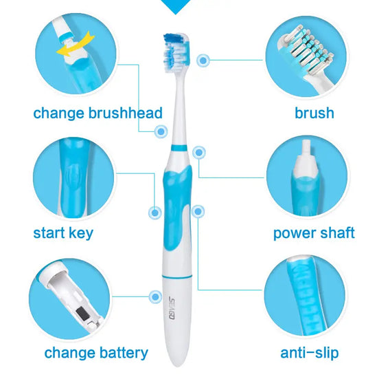 Electric Toothbrush with 2 Soft Brush Heads